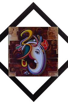 Lord Ganesh's Face Satin Matt Texture UV Art Painting
