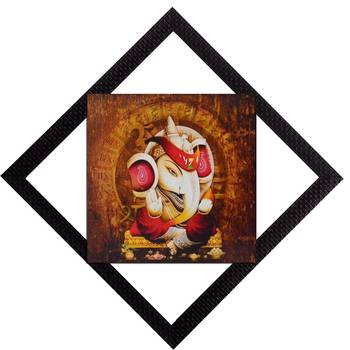 Lord Ganesha With Chowki Satin Matt Texture UV Art Painting 1