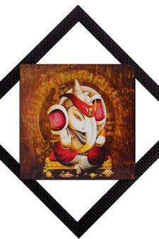 Lord Ganesha With Chowki Satin Matt Texture UV Art Painting