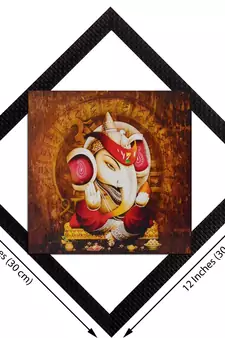 Lord Ganesha With Chowki Satin Matt Texture UV Art Painting