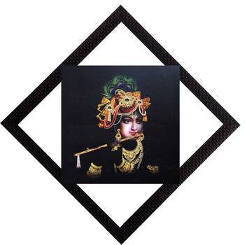 Lord Krishna With Flute Satin Matt Texture UV Art Painting 1