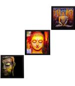 Set Of 3 Lord Buddha Paper Painting