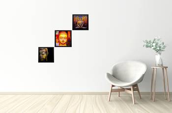 Set Of 3 Lord Buddha Paper Painting 2