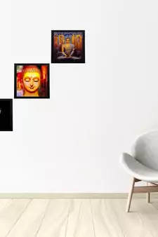 Set Of 3 Lord Buddha Paper Painting