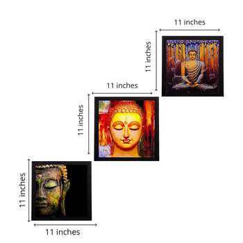Set Of 3 Lord Buddha Paper Painting 3