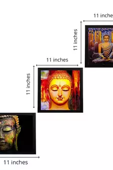 Set Of 3 Lord Buddha Paper Painting