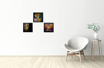 Set Of 3 Radha Krishna and Lord Buddha Paper Painting 2