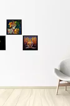 Set Of 3 Radha Krishna and Lord Buddha Paper Painting