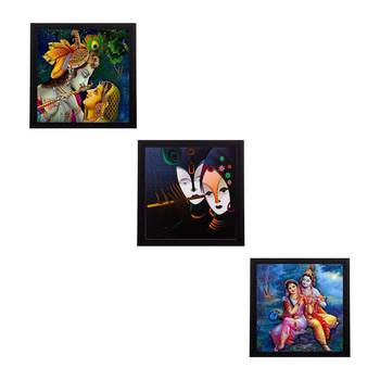 Set Of 3 Radha Krishna Paper Painting 1