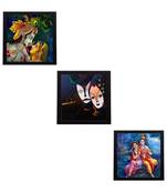 Set Of 3 Radha Krishna Paper Painting