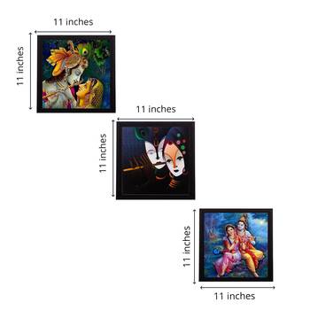 Set Of 3 Radha Krishna Paper Painting 3