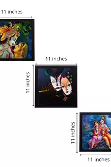 Set Of 3 Radha Krishna Paper Painting