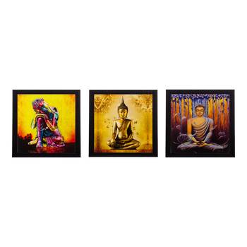 Set Of 3 Lord Buddha Paper Painting 1