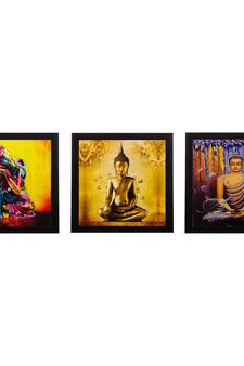 Set Of 3 Lord Buddha Paper Painting