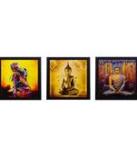 Set Of 3 Lord Buddha Paper Painting