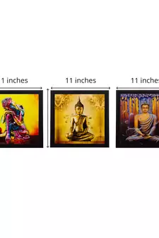 Set Of 3 Lord Buddha Paper Painting