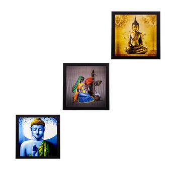 Set Of 3 Lord Buddha Paper Painting 1