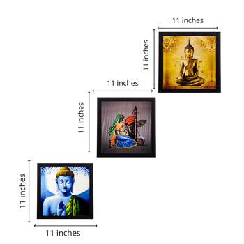 Set Of 3 Lord Buddha Paper Painting 3