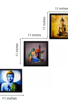 Set Of 3 Lord Buddha Paper Painting