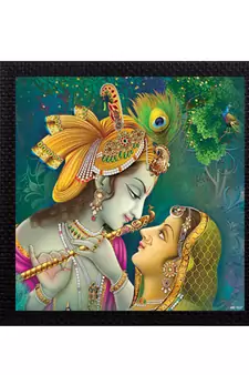 Abstract Radha Krishna Satin Matt Texture UV Art Painting