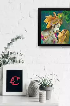 Abstract Radha Krishna Satin Matt Texture UV Art Painting