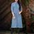 Sky-blue plain cotton long-kurtis