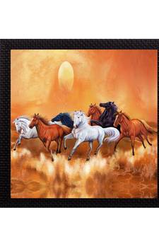 7 Running Lucky Horses Design Satin Matt Texture UV Art Painting