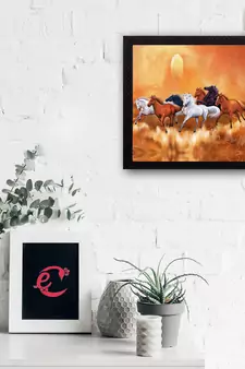 7 Running Lucky Horses Design Satin Matt Texture UV Art Painting