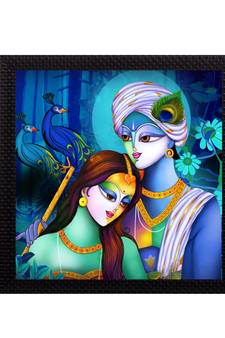 Abstract Radha Krishna Satin Matt Texture UV Art Painting
