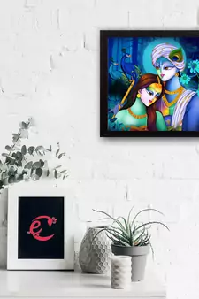Abstract Radha Krishna Satin Matt Texture UV Art Painting