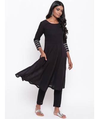 Black Gota Sleeve Kurta Set 3