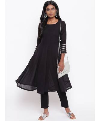 Black Gota Sleeve Kurta Set 5