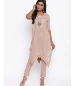Beige Gota Asymmetric Kurta Set