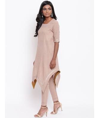 Beige Gota Asymmetric Kurta Set 2