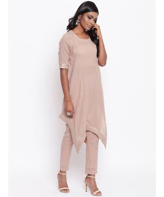 Beige Gota Asymmetric Kurta Set 3