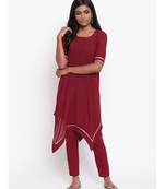 Maroon Gota Asymmetric Kurta Set