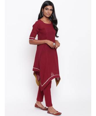 Maroon Gota Asymmetric Kurta Set 3