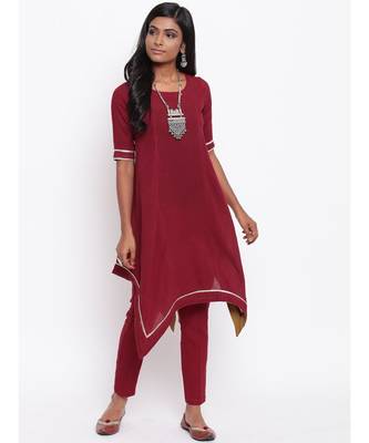 Maroon Gota Asymmetric Kurta Set 5