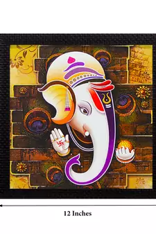 Lord Ganesha Satin Matt Texture UV Art Painting