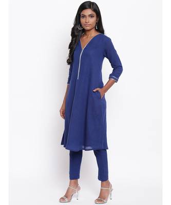 Blue Gota Neck Kurta Set 2