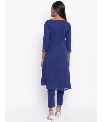 Blue Gota Neck Kurta Set 4