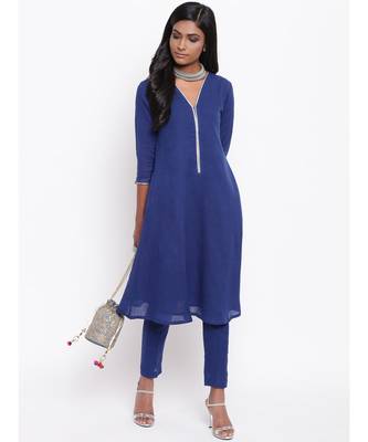 Blue Gota Neck Kurta Set 5