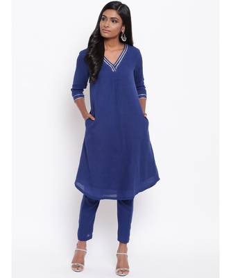 Blue Gota Front Kurta Set 1
