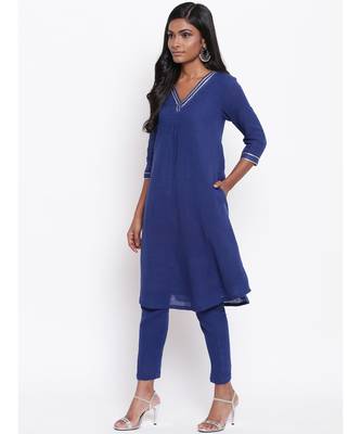 Blue Gota Front Kurta Set 2