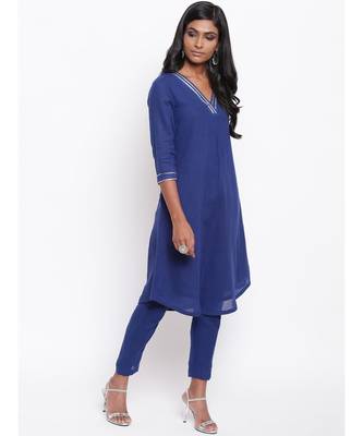 Blue Gota Front Kurta Set 3
