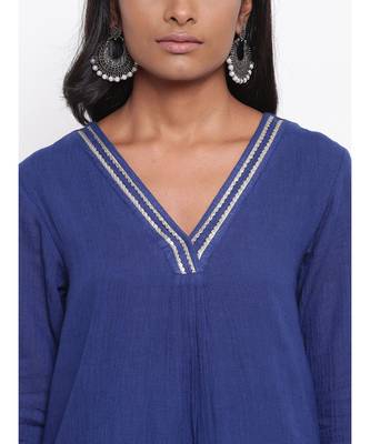 Blue Gota Front Kurta Set 6