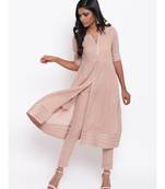 Beige Gota Slit Kurta Set