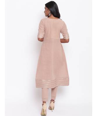 Beige Gota Slit Kurta Set 4