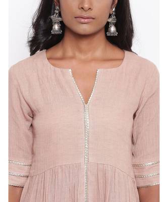 Beige Gota Slit Kurta Set 6