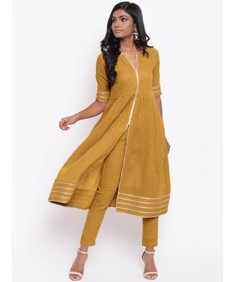 Green Gota Slit Kurta Set 1